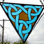 Celtic triangle in blue and gold